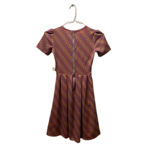 Lula Roe Orange & Gray Short-sleeve Amelia Dress with Abstract Designs, XXS, NWT - Picture 5 of 7